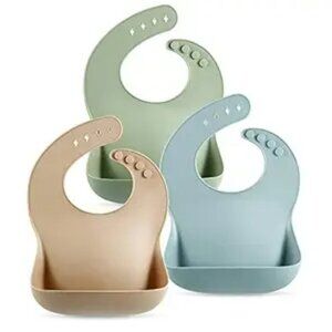 PandaEar Set of 3 Silicone Baby Bibs Waterproof Soft Unisex 10-72 Months (Bro